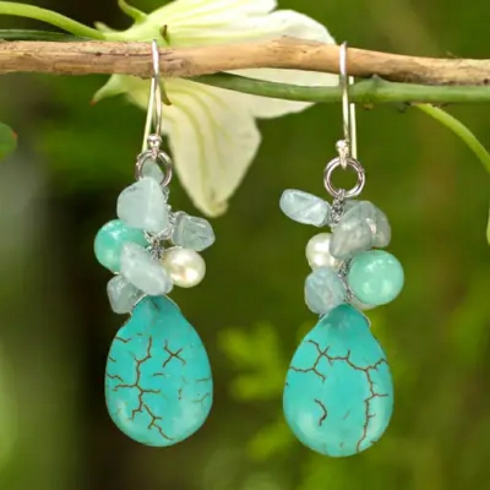 Aqua Blue NOVICA Earrings NWT